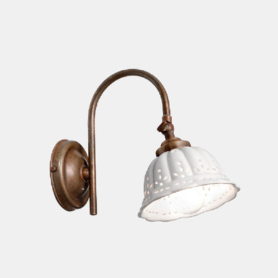 Anita Curve Brass and Ceramic Shade Wall Light