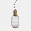 Bloom LED Natural Brass/Pink Glass Pendant