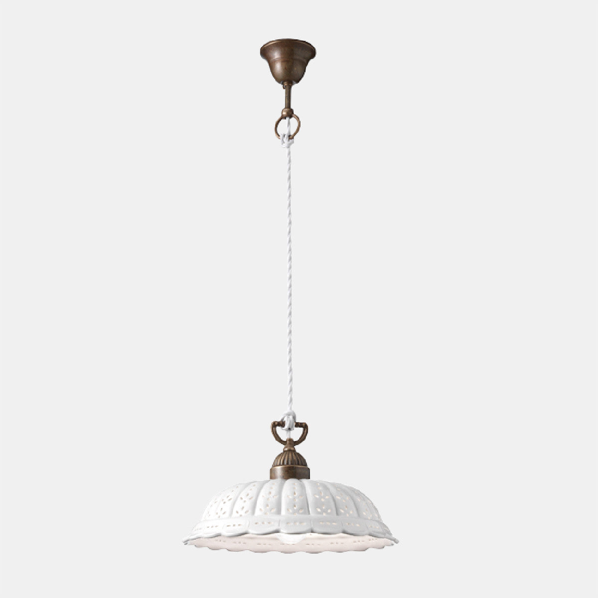 Anita Village Brass and Ceramic Shade Pendant