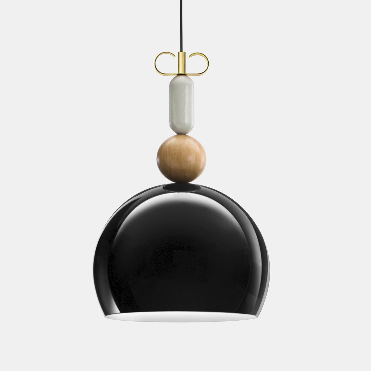 Bon Ton Quarter Black/Natural Brass Pendant