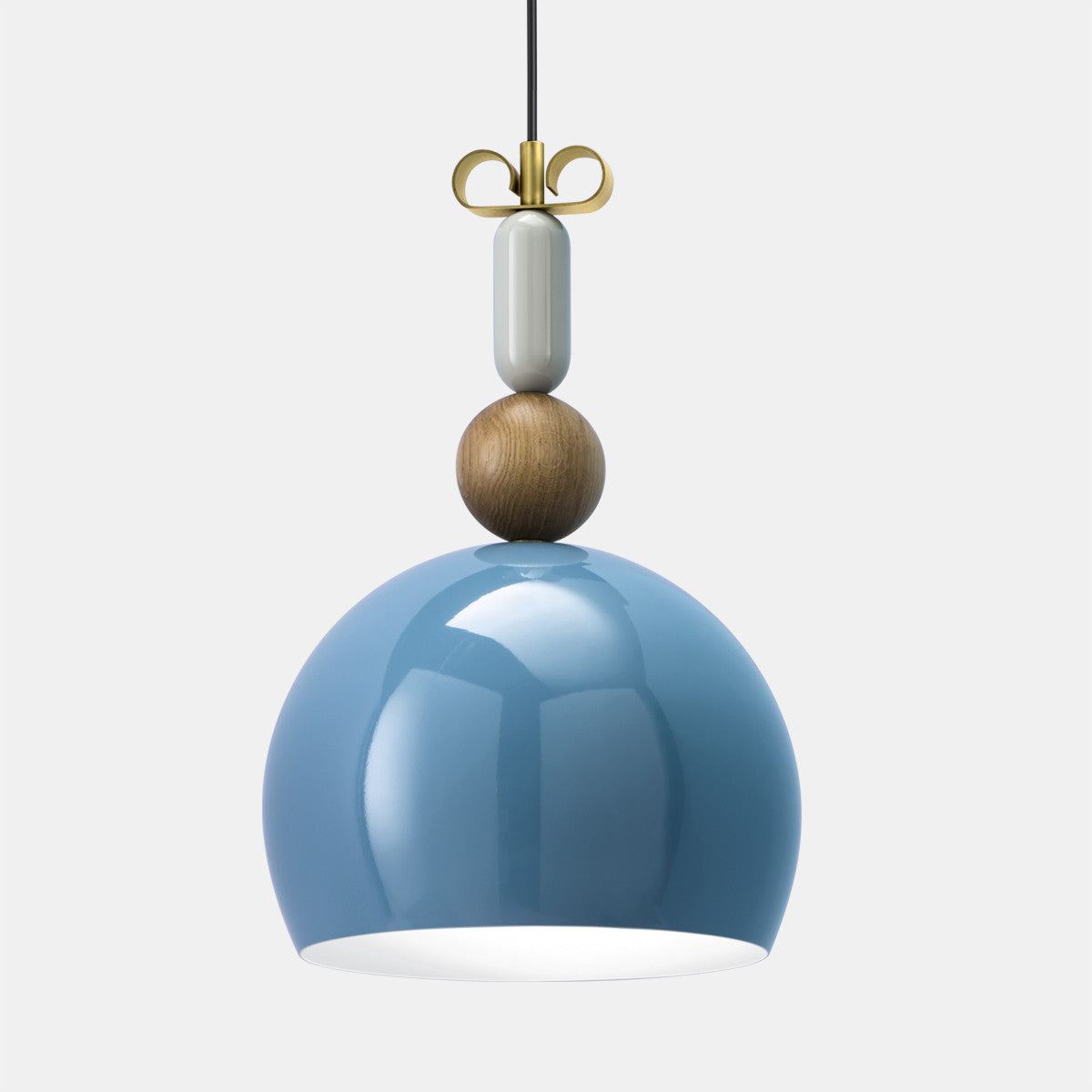 Bon Ton Quarter Light Blue/Natural Brass Pendant