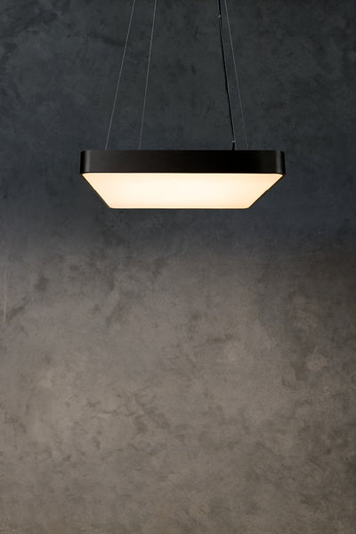 Akira Square Textured Black 3000K Suspended Ceiling Light