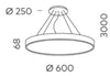 Akira Round Textured Black 4000K Suspended Ceiling Light