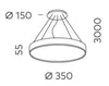 Akira Round Textured Black 4000K Suspended Ceiling Light