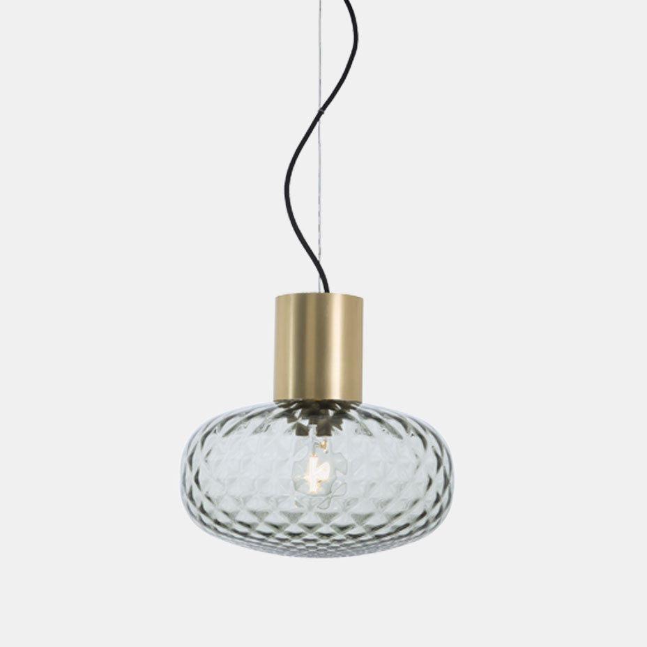 Bloom 30 E27 Natural Brass/Grey Glass Pendant