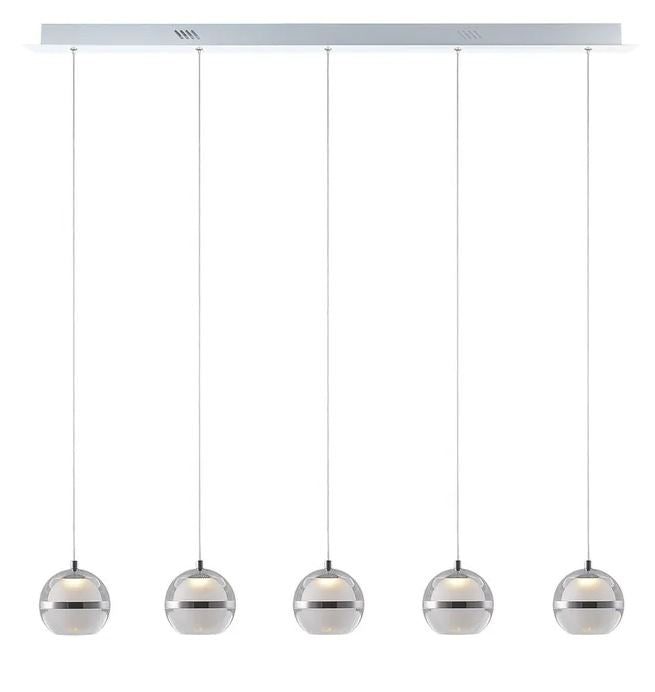 Sphere Chrome 5000K LED 5 Light Bar Pendant