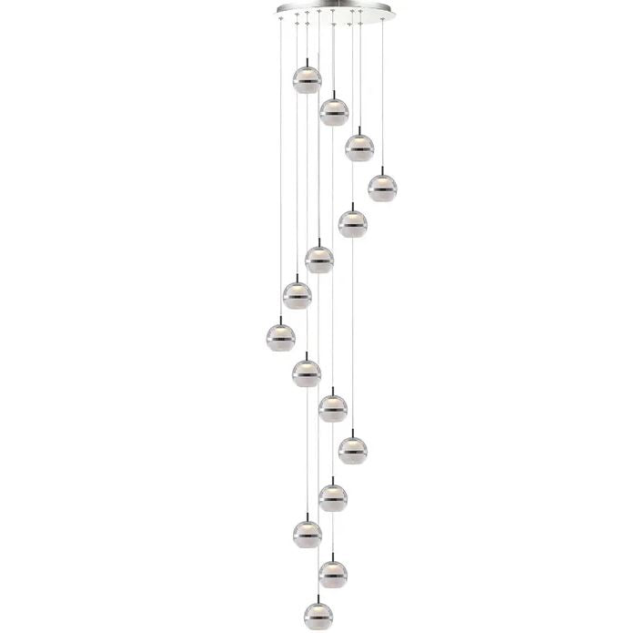 Sphere Chrome 3000K LED 15 Light Pendant